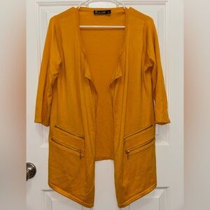 New York & Company Stylish Mustard Yellow Open Front Cardigan